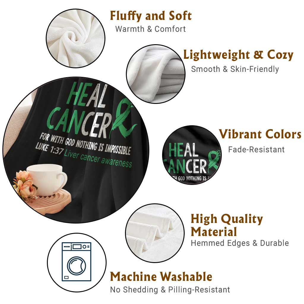 Heal Cancer Nothing Is Impossible With God Throw Blanket Liver Cancer Support Gift