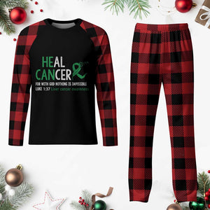Heal Cancer Nothing Is Impossible With God Plaid Pajama Set Liver Cancer Support Gift