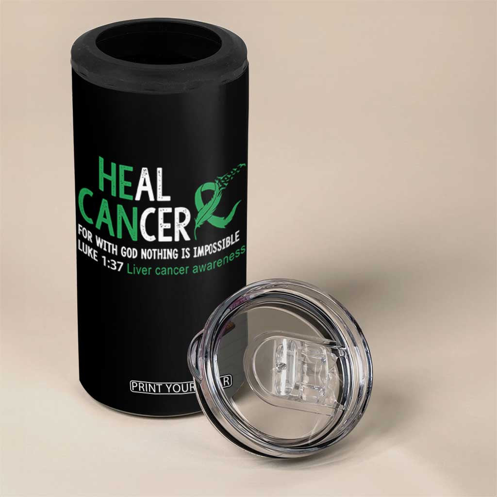 Heal Cancer Nothing Is Impossible With God 4 in 1 Can Cooler Tumbler Liver Cancer Support Gift