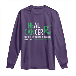 Heal Cancer Nothing Is Impossible With God Long Sleeve Shirt Liver Cancer Support Gift