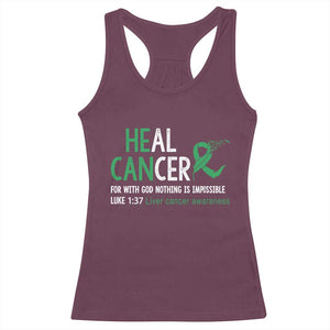 Heal Cancer Nothing Is Impossible With God Racerback Tank Top Liver Cancer Support Gift