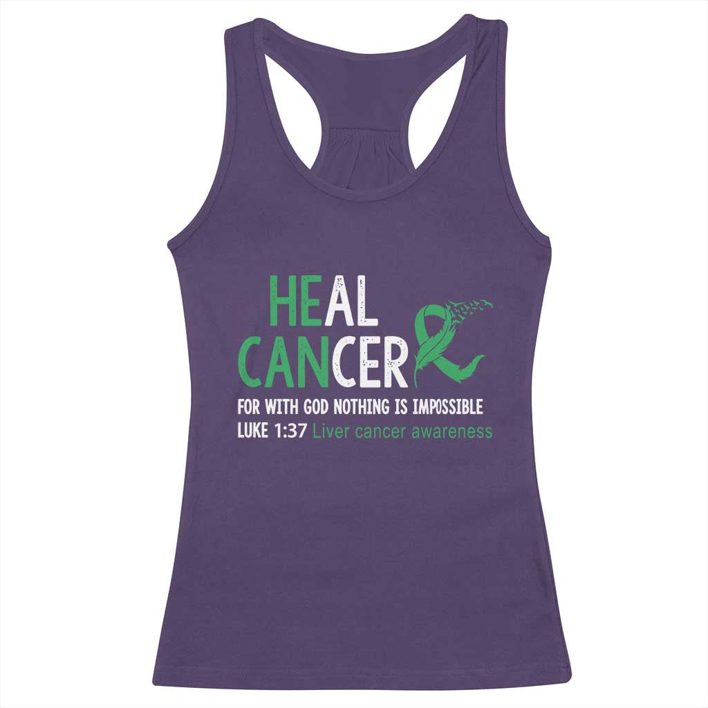 Heal Cancer Nothing Is Impossible With God Racerback Tank Top Liver Cancer Support Gift