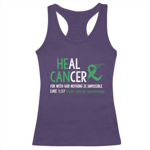 Heal Cancer Nothing Is Impossible With God Racerback Tank Top Liver Cancer Support Gift