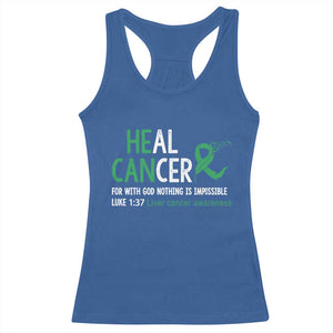 Heal Cancer Nothing Is Impossible With God Racerback Tank Top Liver Cancer Support Gift