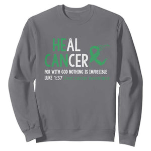 Heal Cancer Nothing Is Impossible With God Sweatshirt Liver Cancer Support Gift