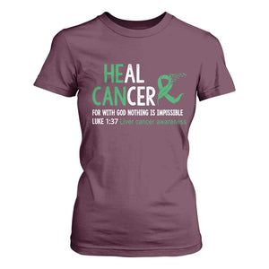 Heal Cancer Nothing Is Impossible With God T Shirt For Women Liver Cancer Support Gift