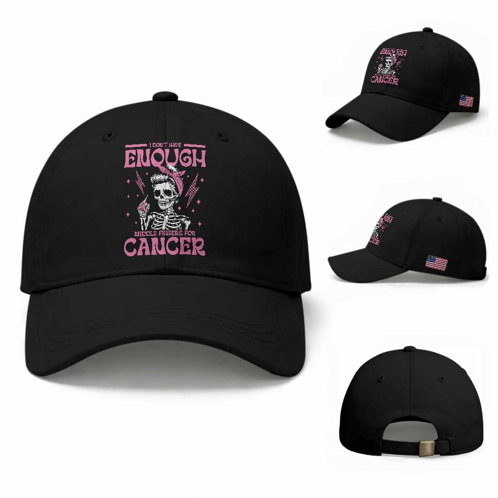 Funny Skeleton Breast Cancer Baseball Cap I Dont Have Enough Middle Fingers
