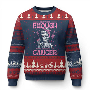 Funny Skeleton Breast Cancer Ugly Christmas Sweater I Dont Have Enough Middle Fingers