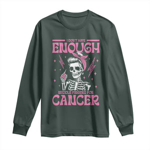 Funny Skeleton Breast Cancer Long Sleeve Shirt I Dont Have Enough Middle Fingers