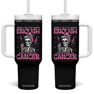 Funny Skeleton Breast Cancer Tumbler With Handle I Dont Have Enough Middle Fingers