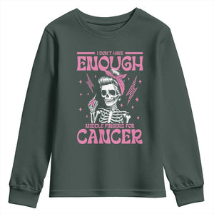 Funny Skeleton Breast Cancer Youth Sweatshirt I Dont Have Enough Middle Fingers
