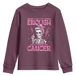 Funny Skeleton Breast Cancer Youth Sweatshirt I Dont Have Enough Middle Fingers