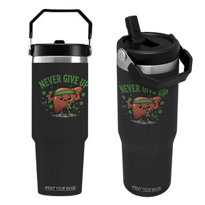 Liver Cancer Awareness Transplant Support Flip Straw Tumbler Never Give Up Nurse Gift
