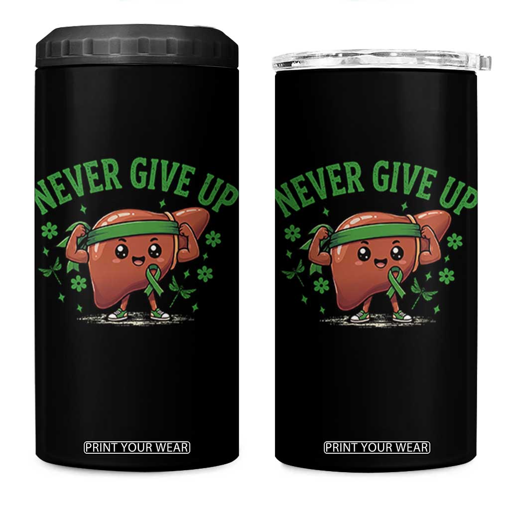 Liver Cancer Awareness Transplant Support 4 in 1 Can Cooler Tumbler Never Give Up Nurse Gift