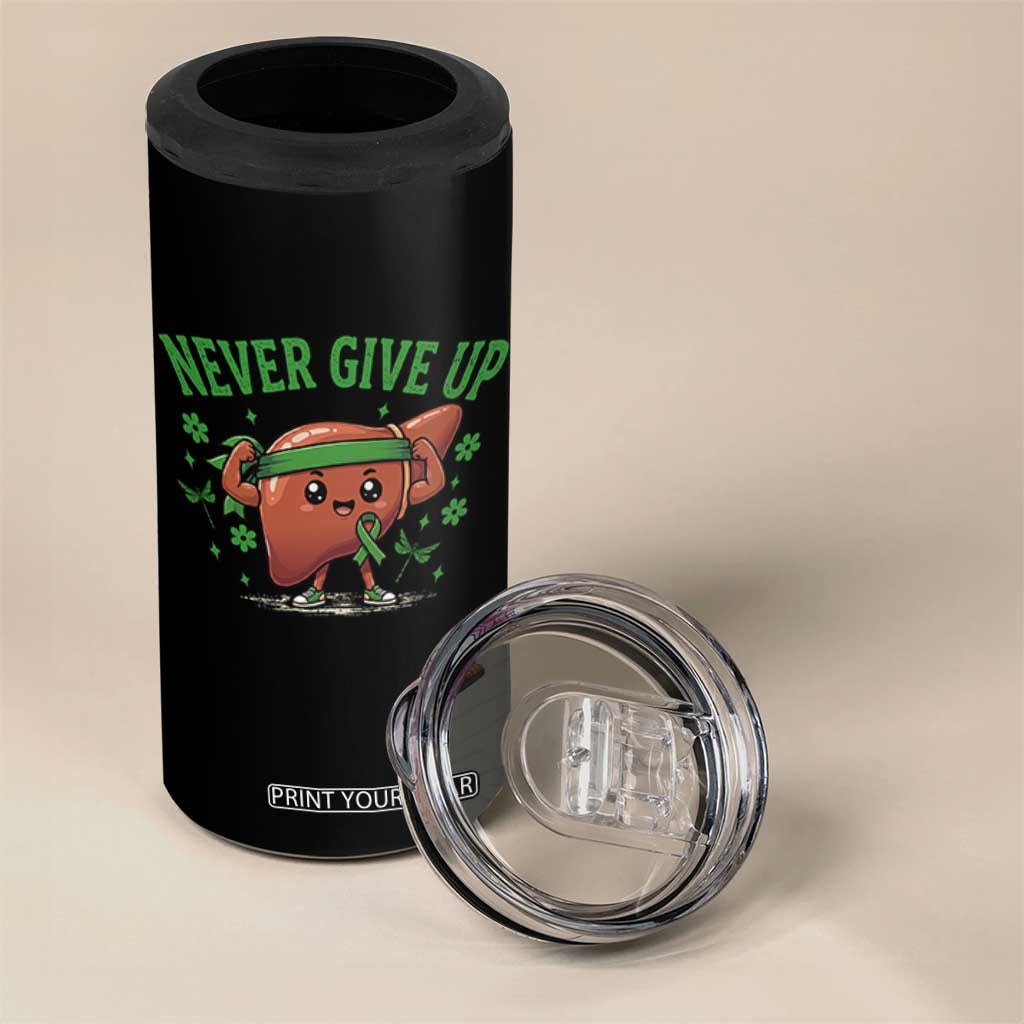 Liver Cancer Awareness Transplant Support 4 in 1 Can Cooler Tumbler Never Give Up Nurse Gift