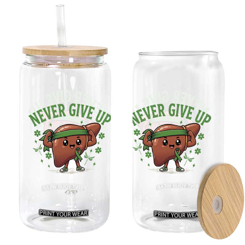 Liver Cancer Awareness Transplant Support Glass Can Never Give Up Nurse Gift