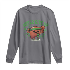 Liver Cancer Awareness Transplant Support Long Sleeve Shirt Never Give Up Nurse Gift