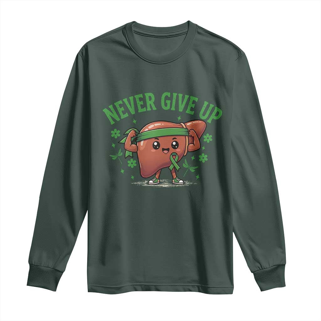 Liver Cancer Awareness Transplant Support Long Sleeve Shirt Never Give Up Nurse Gift