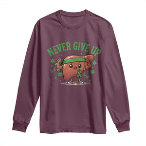 Liver Cancer Awareness Transplant Support Long Sleeve Shirt Never Give Up Nurse Gift