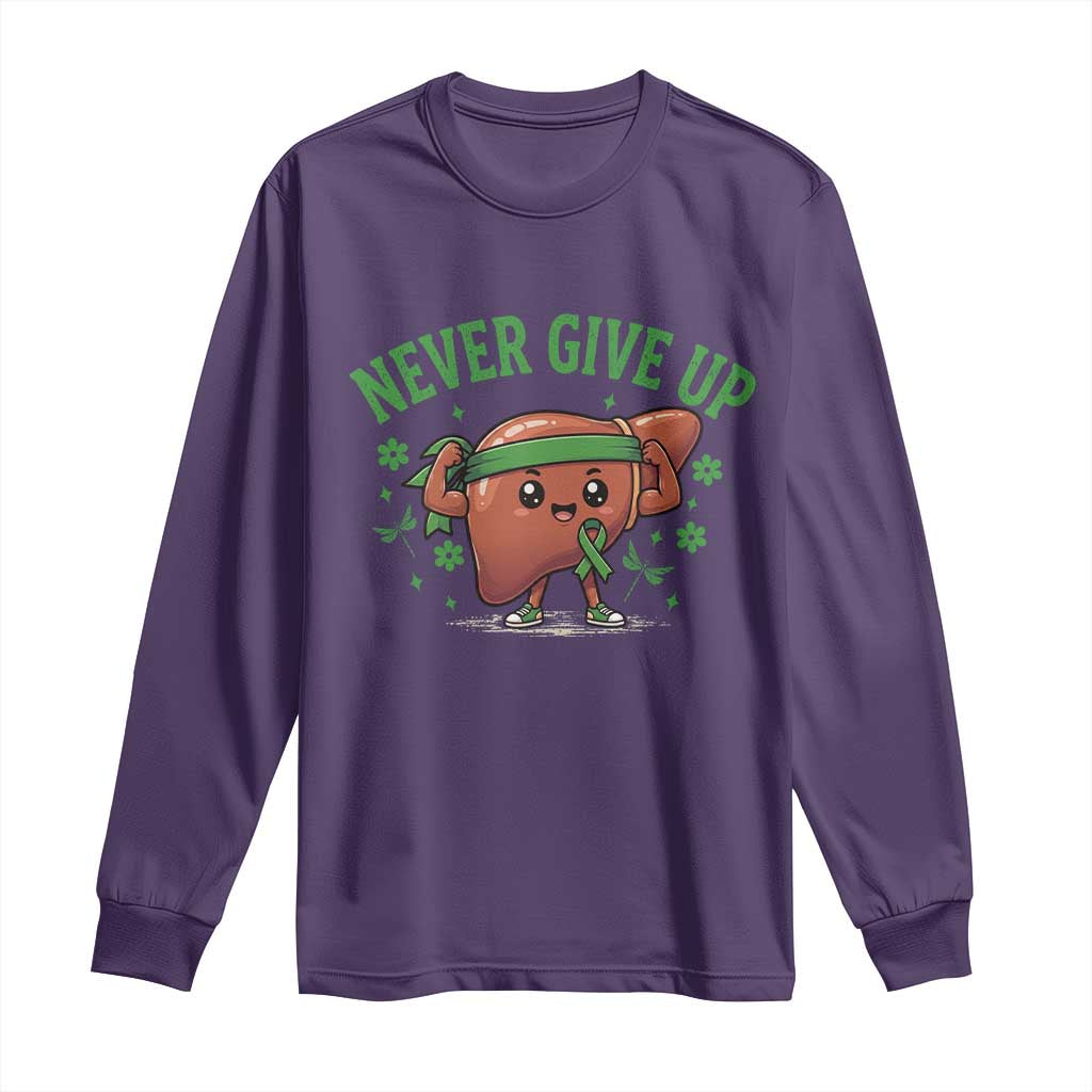 Liver Cancer Awareness Transplant Support Long Sleeve Shirt Never Give Up Nurse Gift