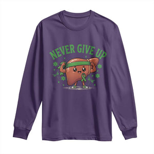 Liver Cancer Awareness Transplant Support Long Sleeve Shirt Never Give Up Nurse Gift