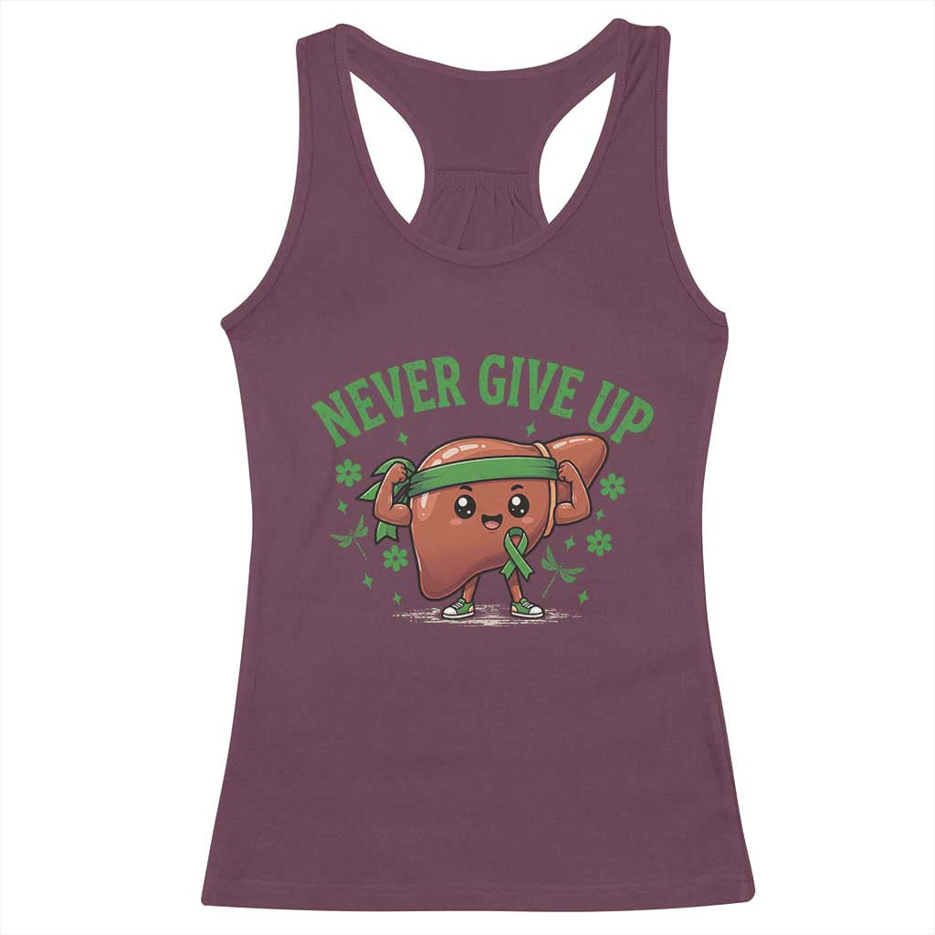 Liver Cancer Awareness Transplant Support Racerback Tank Top Never Give Up Nurse Gift