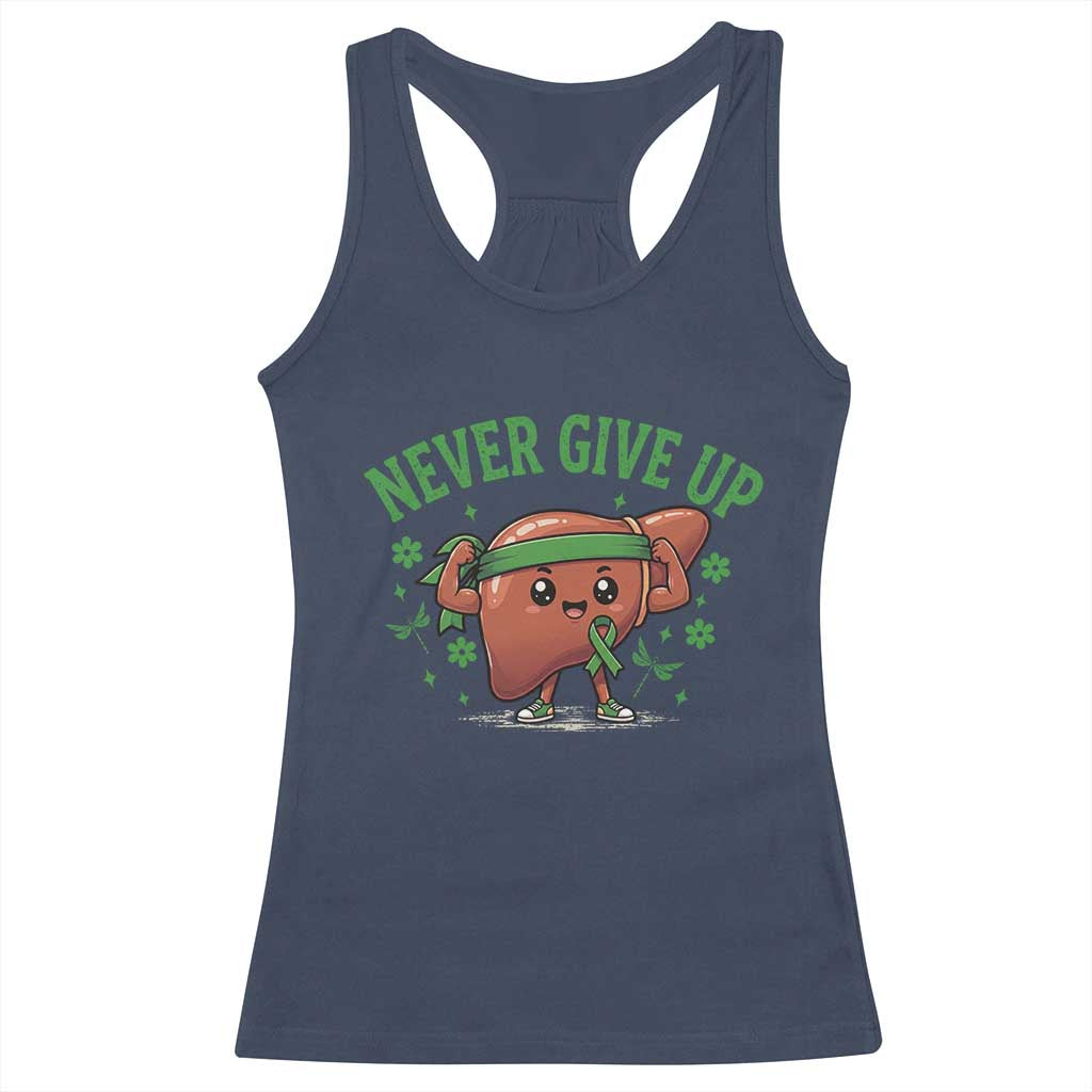 Liver Cancer Awareness Transplant Support Racerback Tank Top Never Give Up Nurse Gift