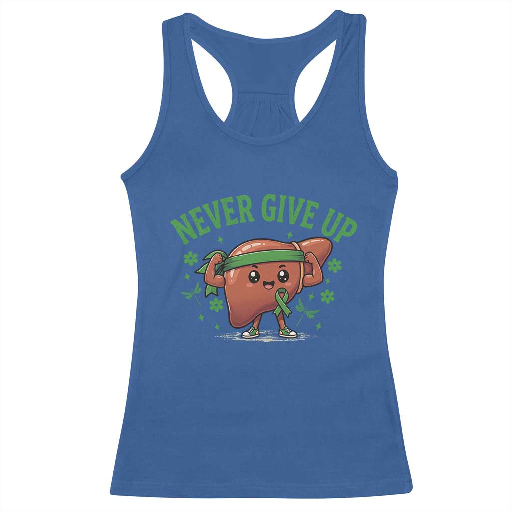 Liver Cancer Awareness Transplant Support Racerback Tank Top Never Give Up Nurse Gift