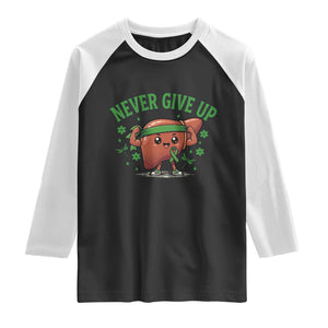 Liver Cancer Awareness Transplant Support Raglan Shirt Never Give Up Nurse Gift