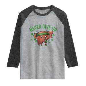 Liver Cancer Awareness Transplant Support Raglan Shirt Never Give Up Nurse Gift