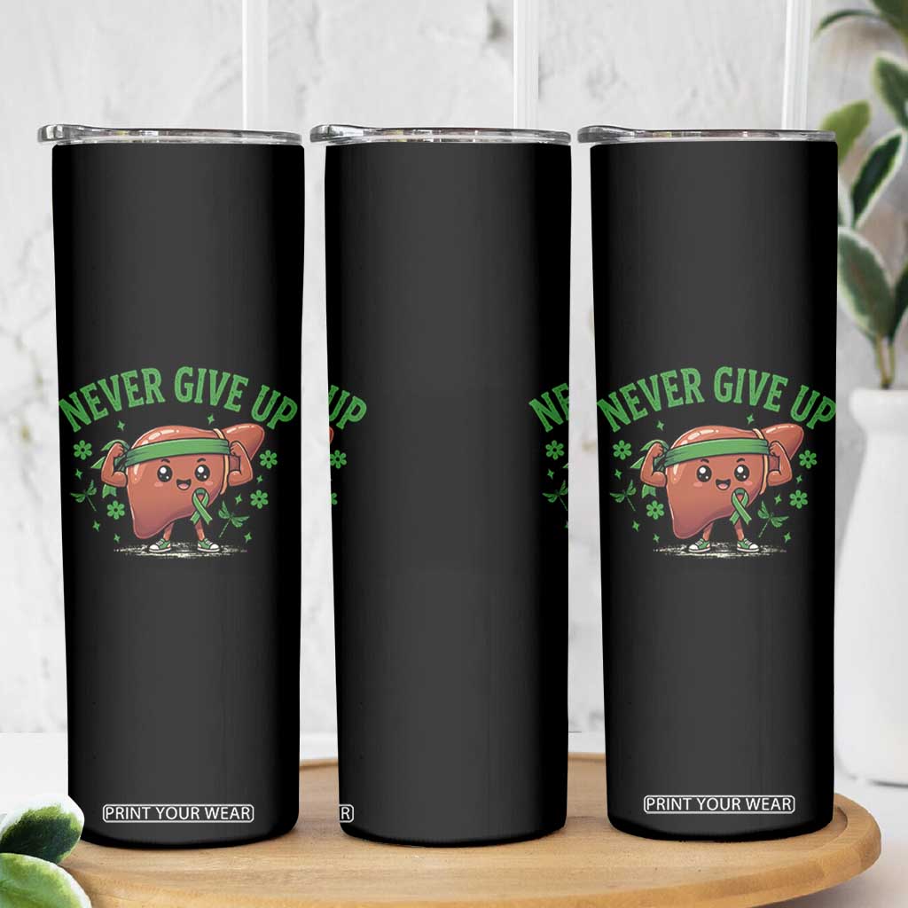Liver Cancer Awareness Transplant Support Skinny Tumbler Never Give Up Nurse Gift