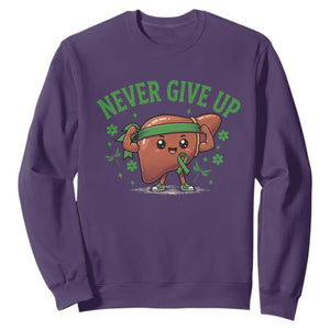Liver Cancer Awareness Transplant Support Sweatshirt Never Give Up Nurse Gift