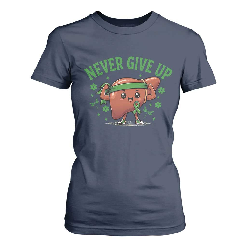 Liver Cancer Awareness Transplant Support T Shirt For Women Never Give Up Nurse Gift