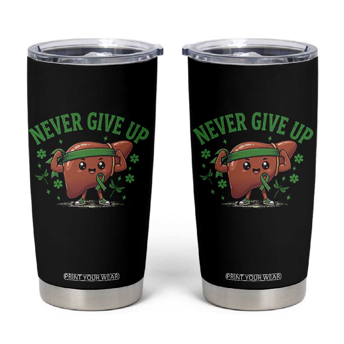 Liver Cancer Awareness Transplant Support Tumbler Cup Never Give Up Nurse Gift