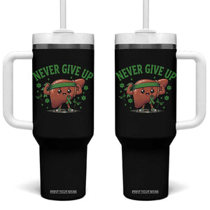 Liver Cancer Awareness Transplant Support Tumbler With Handle Never Give Up Nurse Gift