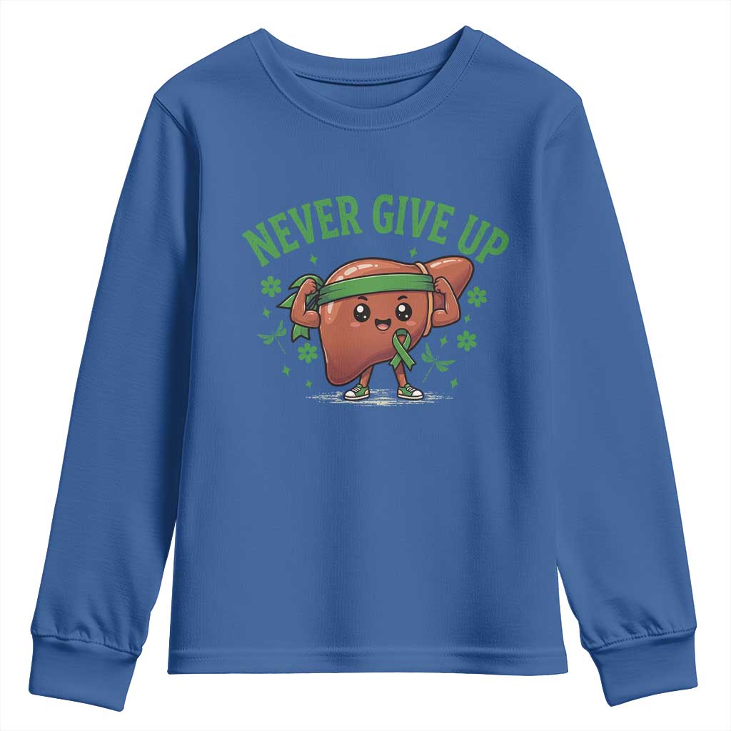 Liver Cancer Awareness Transplant Support Youth Sweatshirt Never Give Up Nurse Gift