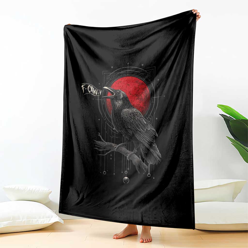 Horror Raven Throw Blanket F Caw F Gothic Blood Moon Halloween TS12 Print Your Wear