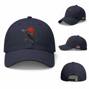 Horror Raven Baseball Cap F Caw F Gothic Blood Moon Halloween TS12 Baseball Cap Universal Fit Navy Print Your Wear
