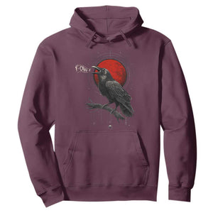 Horror Raven Hoodie F Caw F Gothic Blood Moon Halloween TS12 Maroon Print Your Wear