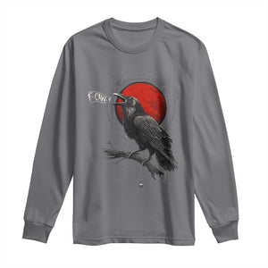 Horror Raven Long Sleeve Shirt F Caw F Gothic Blood Moon Halloween TS12 Charcoal Print Your Wear