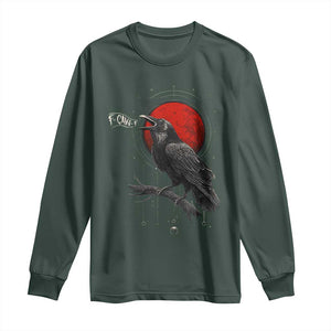 Horror Raven Long Sleeve Shirt F Caw F Gothic Blood Moon Halloween TS12 Dark Forest Green Print Your Wear
