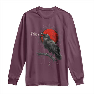 Horror Raven Long Sleeve Shirt F Caw F Gothic Blood Moon Halloween TS12 Maroon Print Your Wear
