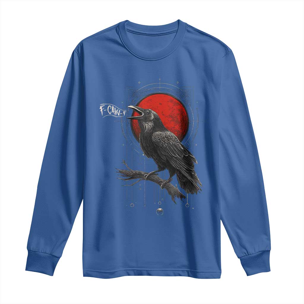 Horror Raven Long Sleeve Shirt F Caw F Gothic Blood Moon Halloween TS12 Royal Blue Print Your Wear