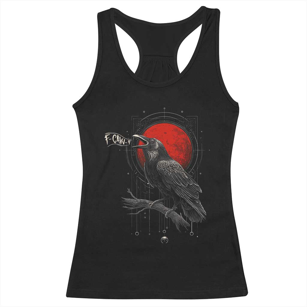 Horror Raven Racerback Tank Top F Caw F Gothic Blood Moon Halloween TS12 Black Print Your Wear