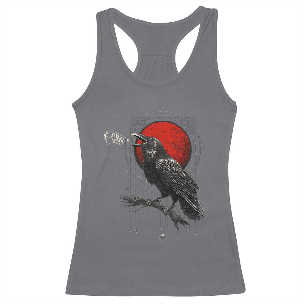 Horror Raven Racerback Tank Top F Caw F Gothic Blood Moon Halloween TS12 Charcoal Print Your Wear