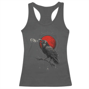 Horror Raven Racerback Tank Top F Caw F Gothic Blood Moon Halloween TS12 Dark Heather Print Your Wear