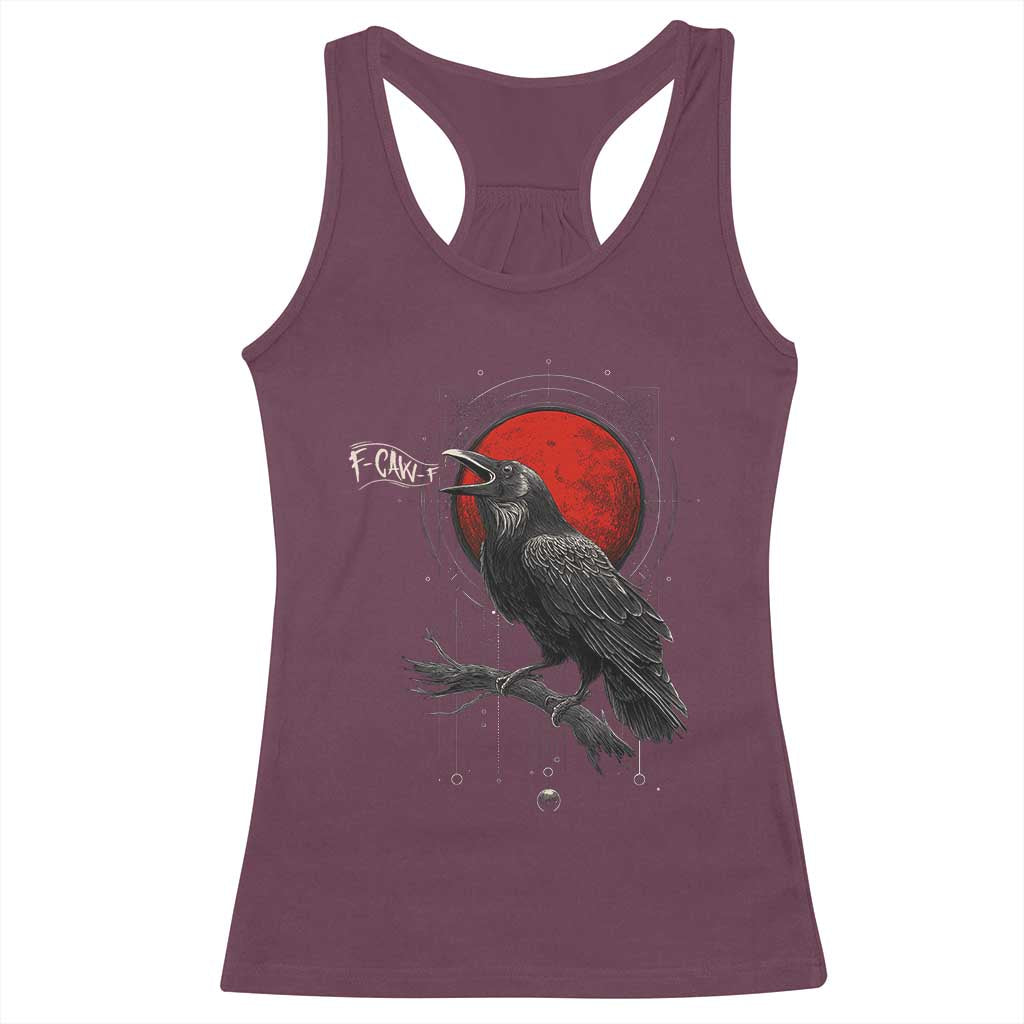 Horror Raven Racerback Tank Top F Caw F Gothic Blood Moon Halloween TS12 Maroon Print Your Wear