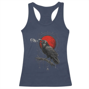 Horror Raven Racerback Tank Top F Caw F Gothic Blood Moon Halloween TS12 Navy Print Your Wear
