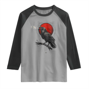 Horror Raven Raglan Shirt F Caw F Gothic Blood Moon Halloween TS12 Sport Gray Black Print Your Wear