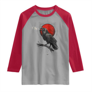 Horror Raven Raglan Shirt F Caw F Gothic Blood Moon Halloween TS12 Sport Gray Red Print Your Wear